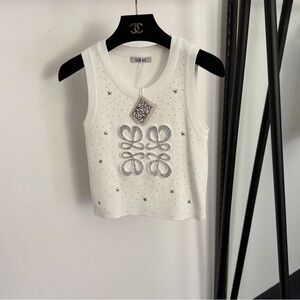 Loewe White Sparkling Diamond Tank Top